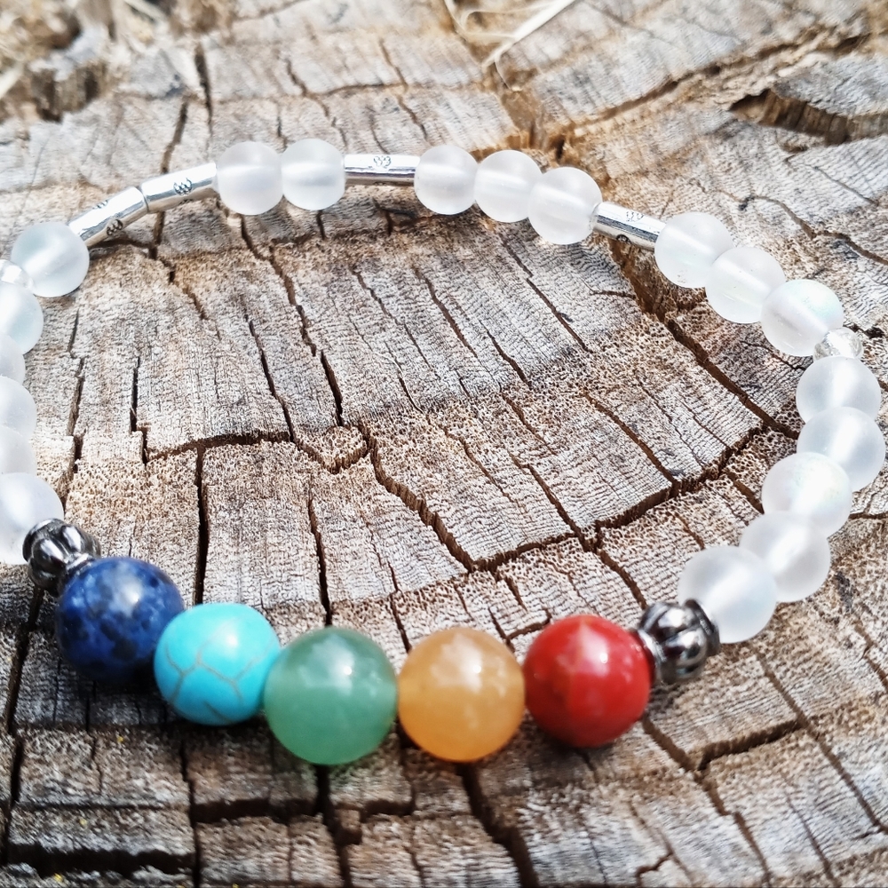 Moonstone and Jasper Morse Code "Pride" bracelet